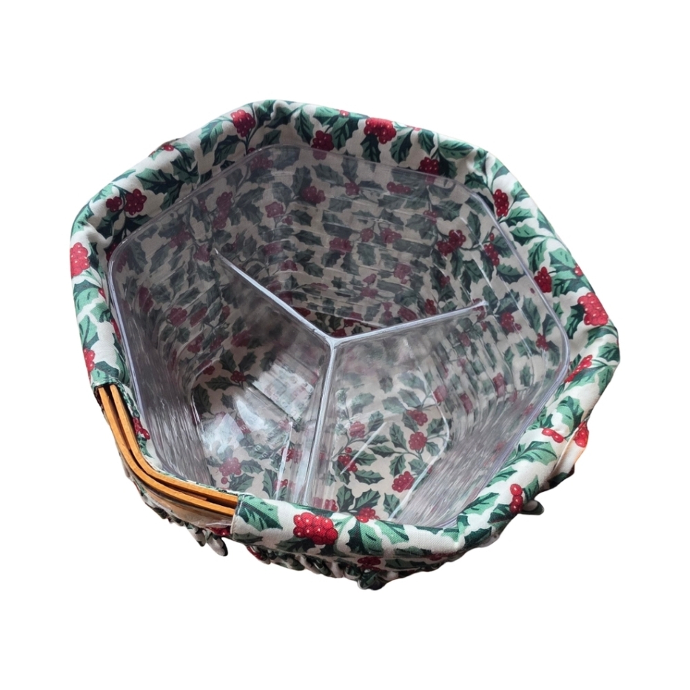 Vintage Longaberger Christmas Collection 1997 Snowflake Basket w/ Holly Fabric - Picture 3 of 6